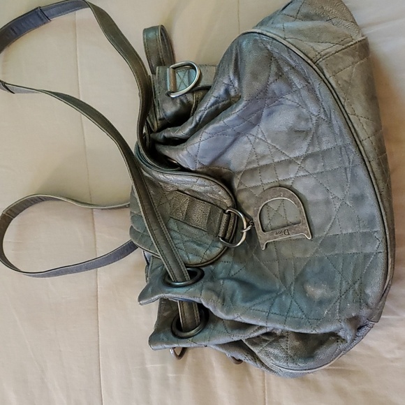 Dior Gray Leather Shoulder Bag - Picture 1 of 8